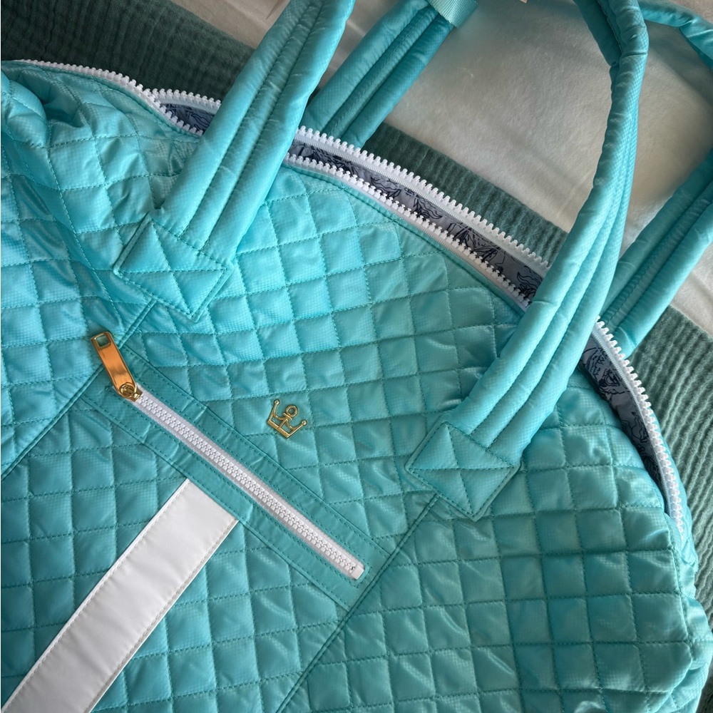 Oliver Thomas Quilted Turquoise Tote Bag